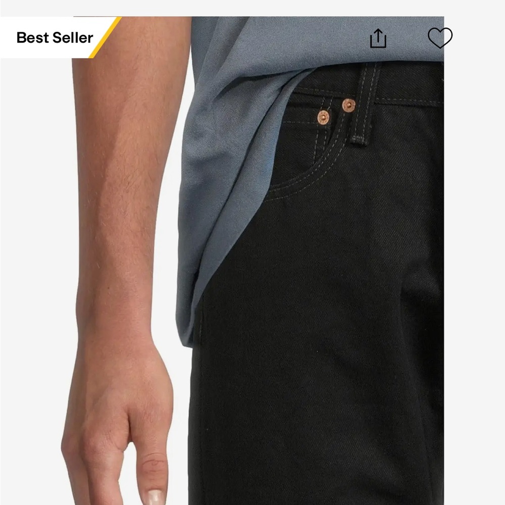 Levi's Men's Straight Black Denim Jeans - Picture 3 of 9